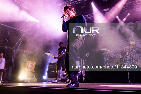 Brendan Yates of Turnstile is performing live in concert at Circolo Magnolia in Milano, Italy, on June 19, 2024 