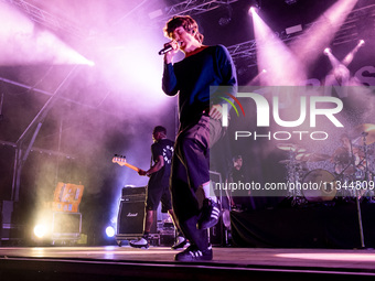 Brendan Yates of Turnstile is performing live in concert at Circolo Magnolia in Milano, Italy, on June 19, 2024 (