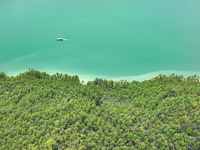 An aerial photo is showing the ecological scenery of Wanfeng Lake in Xingyi, China, on June 20, 2024. (