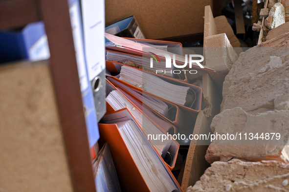 Folders are being pictured in an administrative building of the State Research Control Institute of Veterinary Medicinal Products and Feed A...