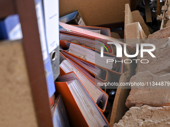 Folders are being pictured in an administrative building of the State Research Control Institute of Veterinary Medicinal Products and Feed A...