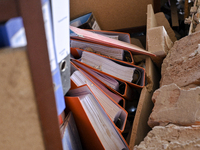 Folders are being pictured in an administrative building of the State Research Control Institute of Veterinary Medicinal Products and Feed A...