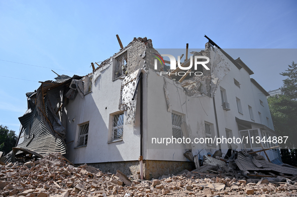 An administrative building of the State Research Control Institute of Veterinary Medicinal Products and Feed Additives is being damaged by a...