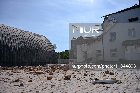 An administrative building of the State Research Control Institute of Veterinary Medicinal Products and Feed Additives is being damaged by a...