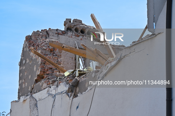 An administrative building of the State Research Control Institute of Veterinary Medicinal Products and Feed Additives is being damaged by a...