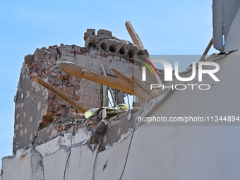 An administrative building of the State Research Control Institute of Veterinary Medicinal Products and Feed Additives is being damaged by a...