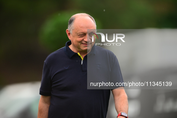 Frederic Vasseur of Scuderia Ferrari is arriving into the paddock during Thursday media day of the Spanish GP, the 10th round of the Formula...