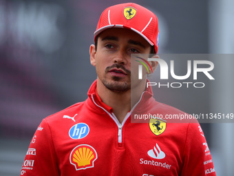 Charles Leclerc of Scuderia Ferrari is arriving into the paddock during Thursday media day of the Spanish GP, the 10th round of the Formula...