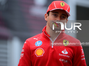 Charles Leclerc of Scuderia Ferrari is arriving into the paddock during Thursday media day of the Spanish GP, the 10th round of the Formula...