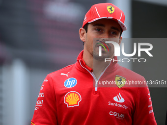 Charles Leclerc of Scuderia Ferrari is arriving into the paddock during Thursday media day of the Spanish GP, the 10th round of the Formula...