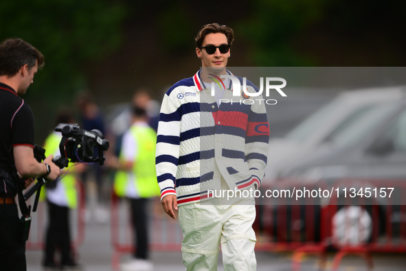 George Russell of Mercedes-AMG Petronas is arriving into the paddock during Thursday media day of the Spanish GP, the 10th round of the Form...