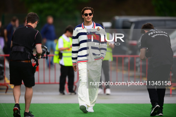 George Russell of Mercedes-AMG Petronas is arriving into the paddock during Thursday media day of the Spanish GP, the 10th round of the Form...