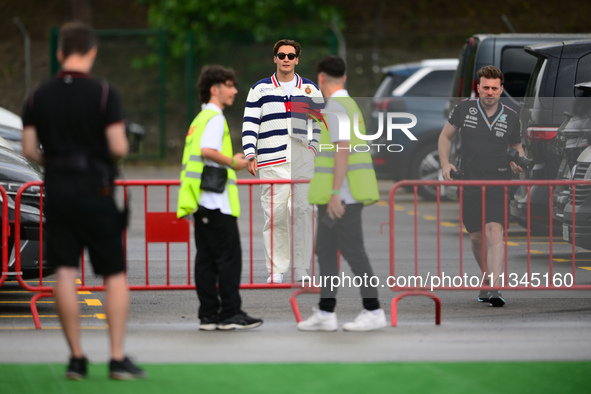 George Russell of Mercedes-AMG Petronas is arriving into the paddock during Thursday media day of the Spanish GP, the 10th round of the Form...