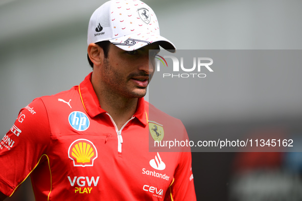 Carlos Sainz of Scuderia Ferrari is arriving into the paddock during Thursday media day of the Spanish GP, the 10th round of the Formula 1 W...