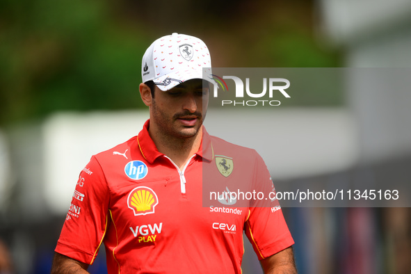 Carlos Sainz of Scuderia Ferrari is arriving into the paddock during Thursday media day of the Spanish GP, the 10th round of the Formula 1 W...