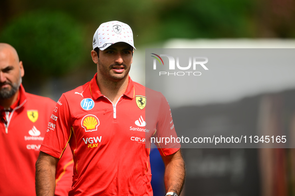 Carlos Sainz of Scuderia Ferrari is arriving into the paddock during Thursday media day of the Spanish GP, the 10th round of the Formula 1 W...