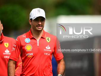 Carlos Sainz of Scuderia Ferrari is arriving into the paddock during Thursday media day of the Spanish GP, the 10th round of the Formula 1 W...