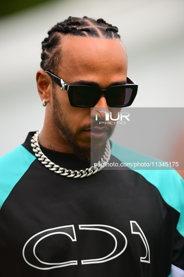 Lewis Hamilton of Mercedes-AMG Petronas F1 Team is arriving into the paddock during Thursday media day of the Spanish GP, the 10th round of...