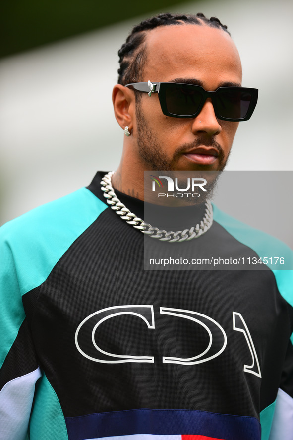 Lewis Hamilton of Mercedes-AMG Petronas F1 Team is arriving into the paddock during Thursday media day of the Spanish GP, the 10th round of...