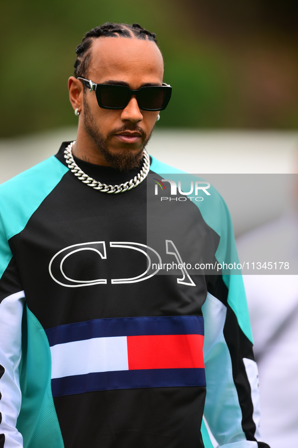 Lewis Hamilton of Mercedes-AMG Petronas F1 Team is arriving into the paddock during Thursday media day of the Spanish GP, the 10th round of...