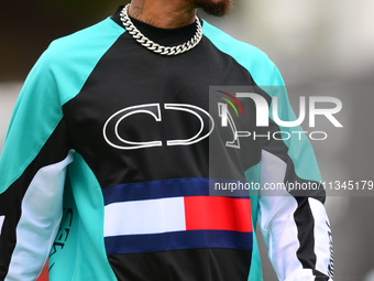 Lewis Hamilton of Mercedes-AMG Petronas F1 Team is arriving into the paddock during Thursday media day of the Spanish GP, the 10th round of...