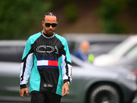 Lewis Hamilton of Mercedes-AMG Petronas F1 Team is arriving into the paddock during Thursday media day of the Spanish GP, the 10th round of...