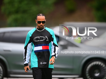 Lewis Hamilton of Mercedes-AMG Petronas F1 Team is arriving into the paddock during Thursday media day of the Spanish GP, the 10th round of...