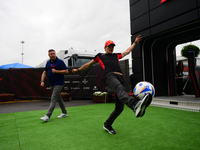 Oliver Bearman of Haas Formula 1 Team is arriving into the paddock during Thursday media day of the Spanish GP, the 10th round of the Formul...