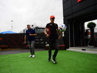 Oliver Bearman of Haas Formula 1 Team is arriving into the paddock during Thursday media day of the Spanish GP, the 10th round of the Formul...