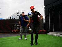 Oliver Bearman of Haas Formula 1 Team is arriving into the paddock during Thursday media day of the Spanish GP, the 10th round of the Formul...