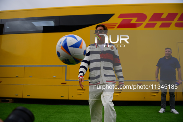 George Russell of Mercedes-AMG Petronas is arriving into the paddock during Thursday media day of the Spanish GP, the 10th round of the Form...