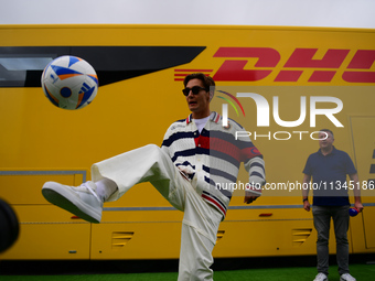 George Russell of Mercedes-AMG Petronas is arriving into the paddock during Thursday media day of the Spanish GP, the 10th round of the Form...