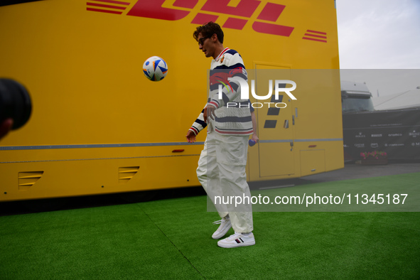 George Russell of Mercedes-AMG Petronas is arriving into the paddock during Thursday media day of the Spanish GP, the 10th round of the Form...