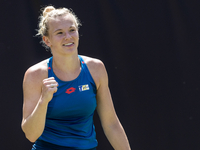 Katerina Siniakova is participating in the ecotrans Ladies Open, a WTA 500 tournament, in Berlin, Germany, on June 20, 2024. (