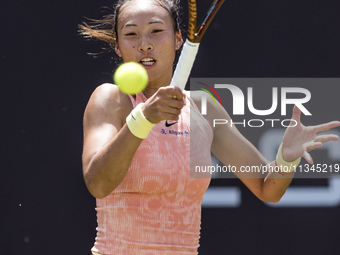 Qinwen Zheng is participating in the ecotrans Ladies Open, WTA 500 tournament in Berlin, Germany, on June 20, 2024. (