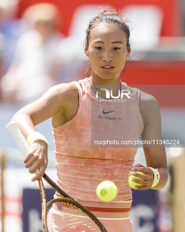 Qinwen Zheng is participating in the ecotrans Ladies Open, WTA 500 tournament in Berlin, Germany, on June 20, 2024. 