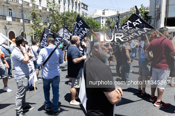 Gathering and protest march of LARCO workers, with the participation of public and private sector trade unions, Athens, June 20, 2024. 