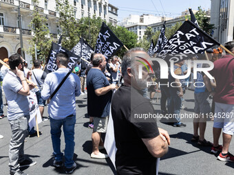 Gathering and protest march of LARCO workers, with the participation of public and private sector trade unions, Athens, June 20, 2024. (