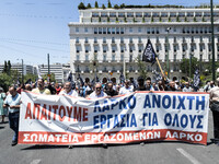 Gathering and protest march of LARCO workers, with the participation of public and private sector trade unions, Athens, June 20, 2024. (