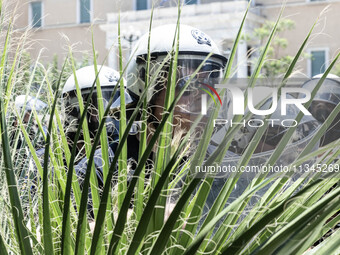 Gathering and protest march of LARCO workers, with the participation of public and private sector trade unions, Athens, June 20, 2024. (