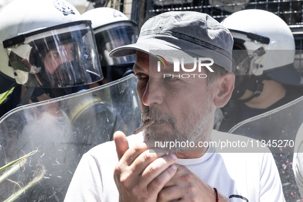 Gathering and protest march of LARCO workers, with the participation of public and private sector trade unions, Athens, June 20, 2024. 