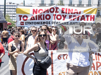 Gathering and protest march of LARCO workers, with the participation of public and private sector trade unions, Athens, June 20, 2024. (