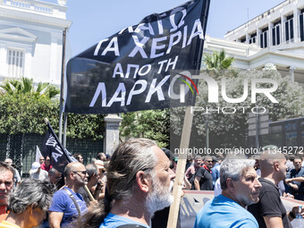 Gathering and protest march of LARCO workers, with the participation of public and private sector trade unions, Athens, June 20, 2024. (