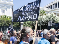 Gathering and protest march of LARCO workers, with the participation of public and private sector trade unions, Athens, June 20, 2024. (