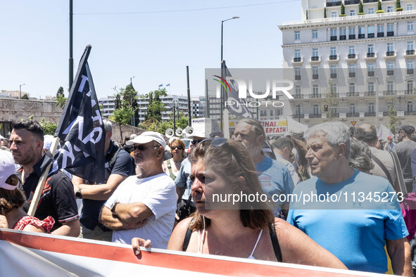 Gathering and protest march of LARCO workers, with the participation of public and private sector trade unions, Athens, June 20, 2024. 