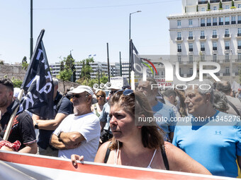 Gathering and protest march of LARCO workers, with the participation of public and private sector trade unions, Athens, June 20, 2024. (