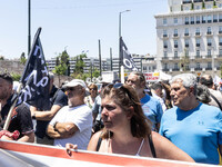 Gathering and protest march of LARCO workers, with the participation of public and private sector trade unions, Athens, June 20, 2024. (