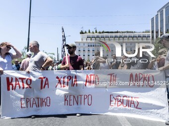 Gathering and protest march of LARCO workers, with the participation of public and private sector trade unions, Athens, June 20, 2024. (