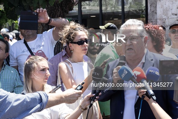 Gathering and protest march of LARCO workers, with the participation of public and private sector trade unions, Athens, June 20, 2024. 