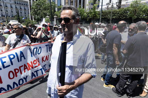 Gathering and protest march of LARCO workers, with the participation of public and private sector trade unions, Athens, June 20, 2024. 